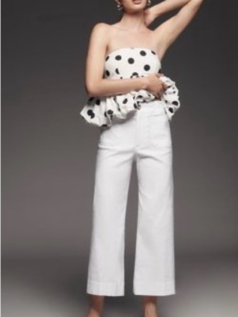 Maeve White Wide-Leg Pants